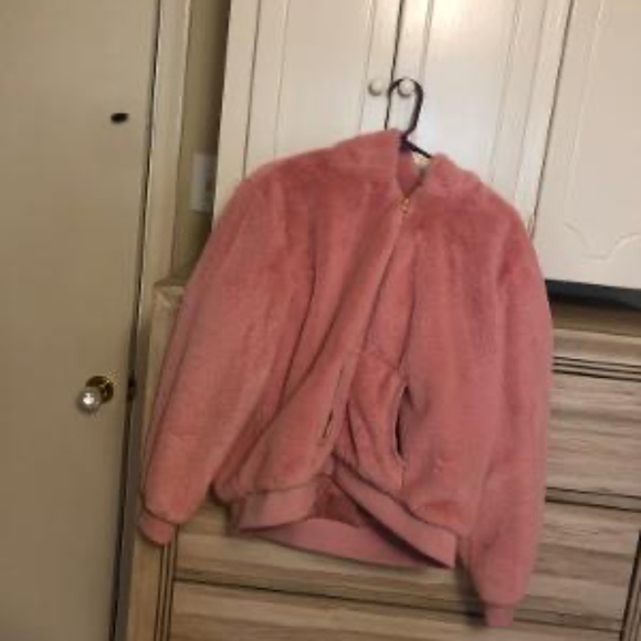 Justice Pink Faux Fur Jacket - Picture 1 of 6